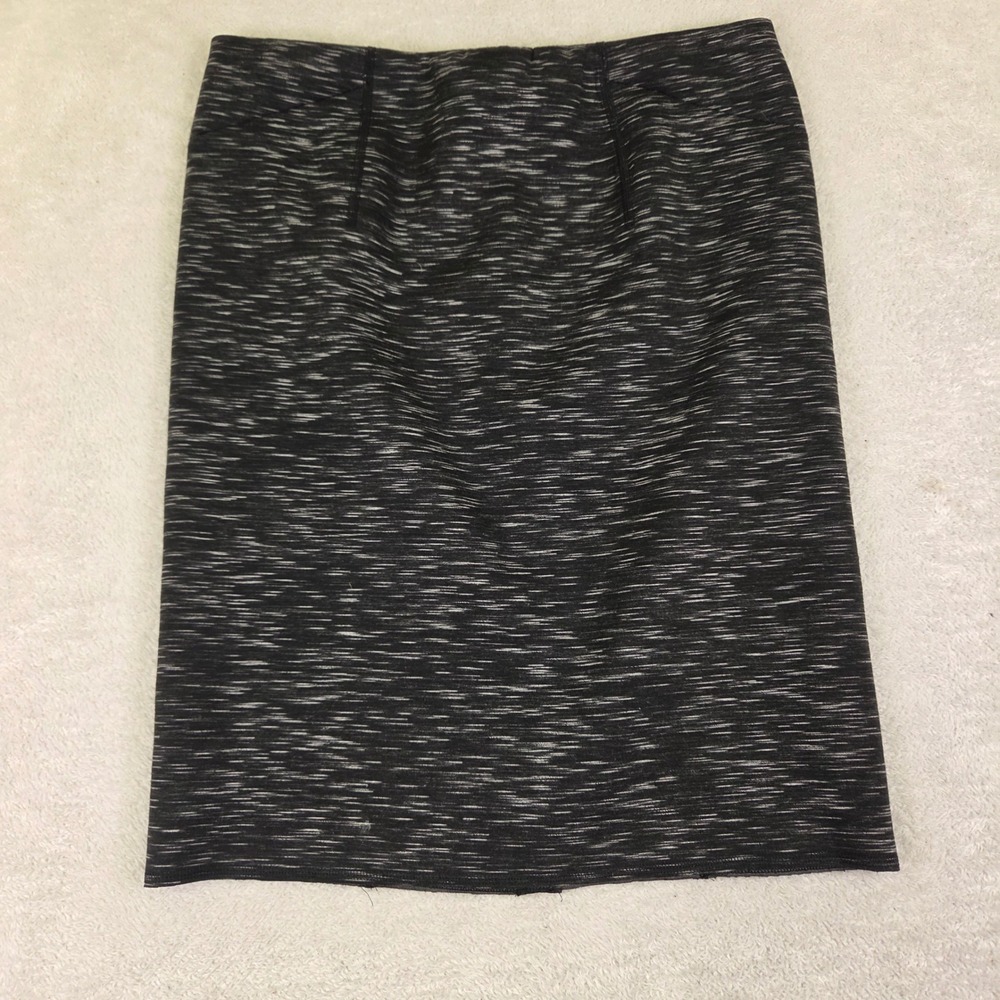 Ann Taylor Space Dye Pencil Skirt Black White Stretch Size 10 Pull On Office
